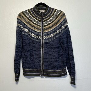 Heirloom Collectibles Womens Fair Isle‎ Full Zip Cardigan Sweater Size S Grandma